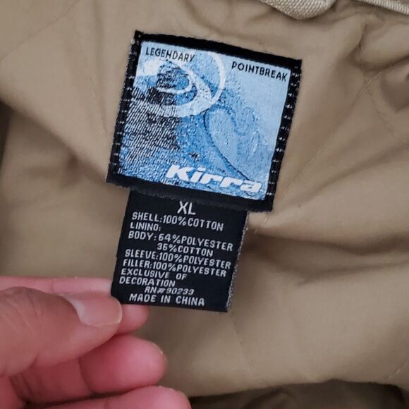 Vintage Kirra Jacket Mens XL Tan Canvas Chore Coat 90s Skate Surf Trucker Grunge - Picture 3 of 11